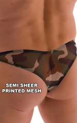 Tanga Cheekini Bikini in Camo and Semi Sheer Camo Printed Mesh, Rear Alternative